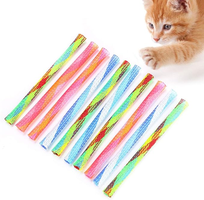 10 Pcs Cat Self - Entertainment Toy - Colorful Plastic Spring Cat Teaser Toy - 4FurBaby