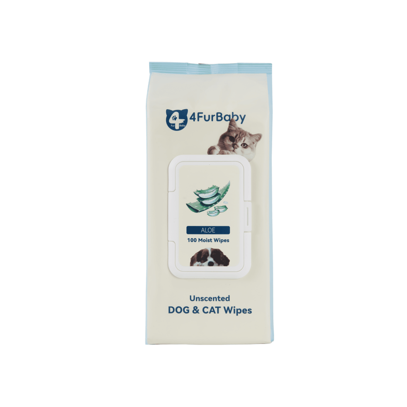 100% Plant - based Pet Wipes Dog & Cat Cleaning and Odor - Controlling Grooming Wipes - Biodegradable, Gentle, and Soothing - 4FurBaby