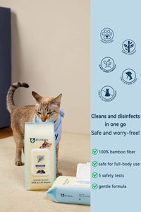 30 - Count Travel Pack - 100% plant - based Pet Wipes – Biodegradable, Gentle, and Soothing - 4FurBaby