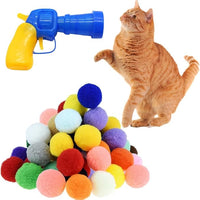 Cat Paradise Interactive Toy Set - Silent Colorful Ball Launcher Gun Set (Vibrant Plush Balls + Plastic Gun) - 4FurBaby