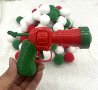 Christmas Joy Cat Interactive Toy - Silent Plush Ball Launcher Gun Set (30 Colorful Balls + Red - Green Gun) - 4FurBaby