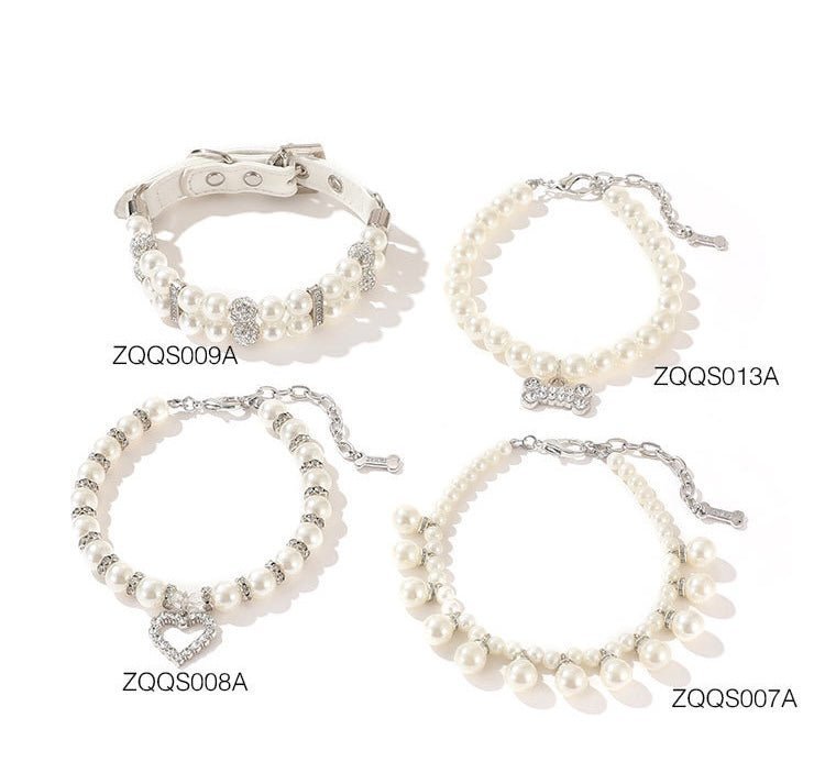 Elegant Pet Pearl Collar Set - Pet Necklace Series (4 Elegant Designs) - Available in Three Sizes (S, M, L) - 4FurBaby