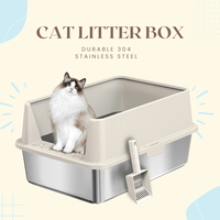 Extra Large Stainless Steel Cat Litter Box with Lid, High Walls, Easy Cleaning, Anti - Leak Design