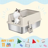 Extra Large Stainless Steel Cat Litter Box with Lid, High Walls, Easy Cleaning, Anti - Leak Design