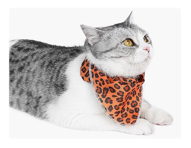 New Leopard Print Cat Bandana Bib - Comfortable Pet Triangle Scarf - 4FurBaby