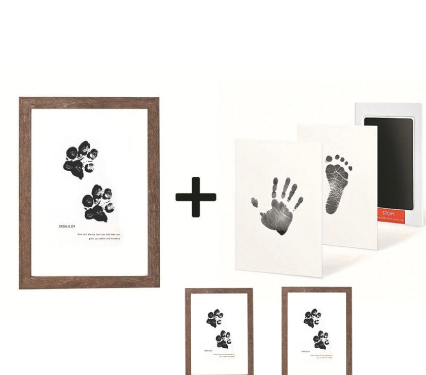 No - Mess Pet Paw Print Keepsake Set - Inkless Hand and Footprint Frame Kit - 4FurBaby