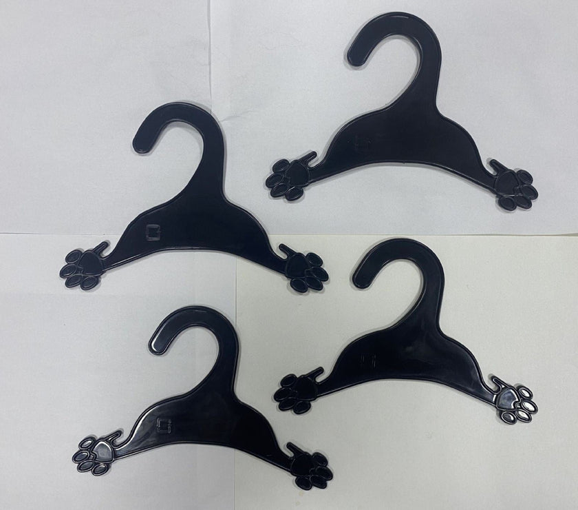 Pet Clothing Hanger - Black Plastic Dog Paw Shape Hanger - 4FurBaby